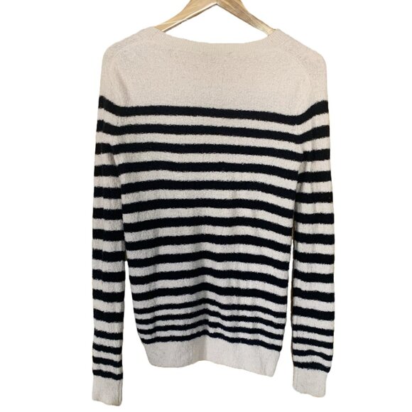 Vince women's black & white striped nubby wool crew neck sweater - Sz S - Picture 4 of 12
